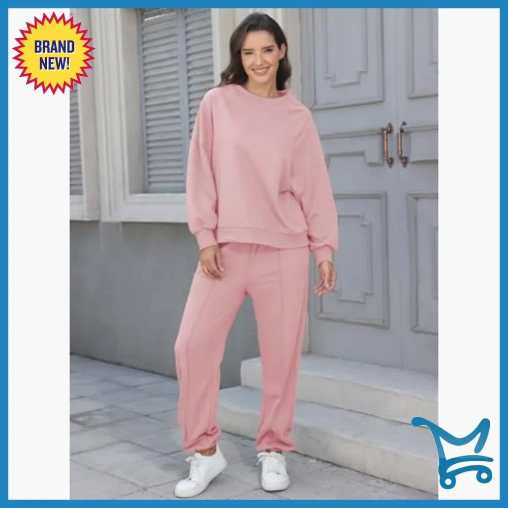 Oversized Sweatsuit Set Jogger Pants Long Sleeve Loungewear Tracksuit